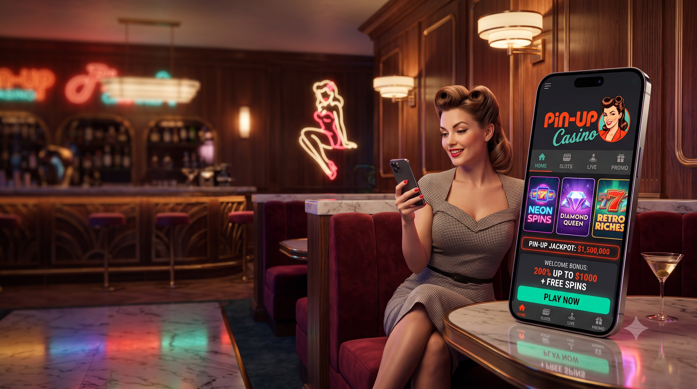 Página de inicio de Pin Up Casino mostrando su interfaz principal y menú de navegación